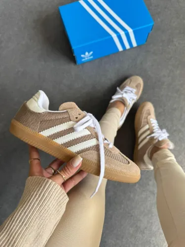 Tênis Casual Adidas Samba OG Feminino Tricô Couro Palha Disponível 34 AO 39