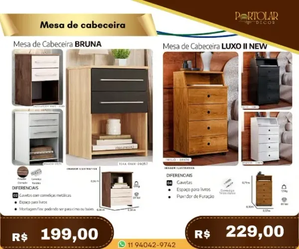 Mesa de cabeceira a pronta entrega