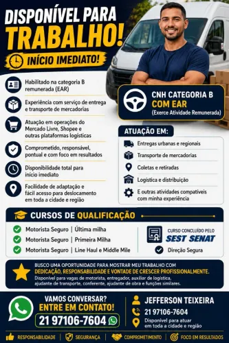 Sou motorista categoria B