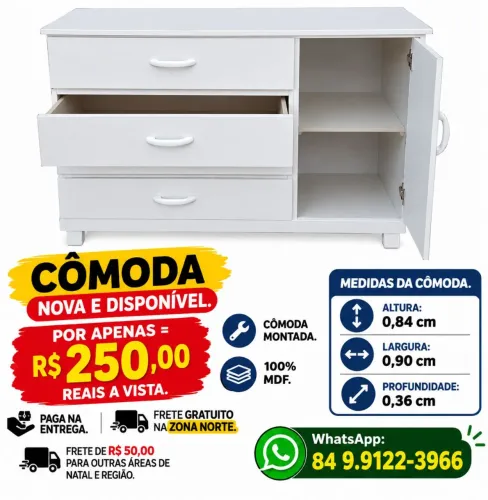 Disponível em outras cores, cómodas lindas, entregas grátis na ZN.