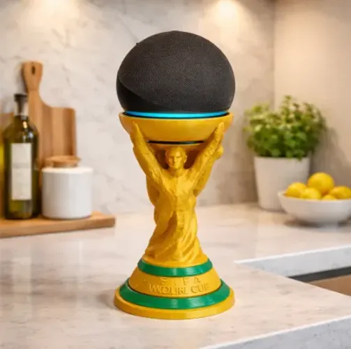 Suporte Alexa Echo Dot 4 e 5 - Taça Copa do Mundo FIFA 3D