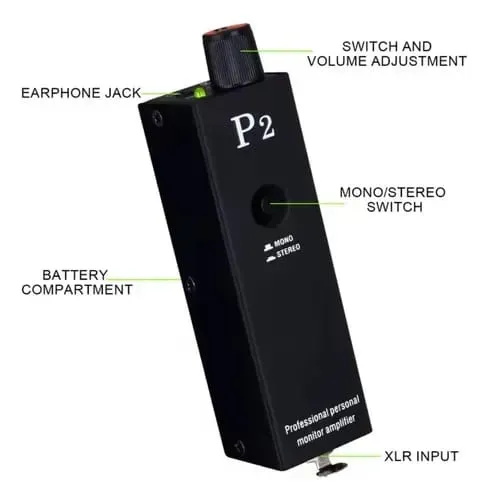 Amplificador De Fone De Ouvido Portátil Retorno Palco P2 XLR