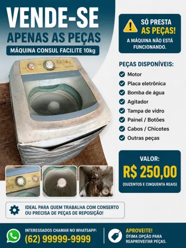 VENDO MÁQUINA DE LAVAR CONSUL FACILITE 10KG - SOMENTE PARA RETIRADA DE PEÇAS