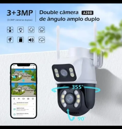 Câmera de Segurânça 2 Lentes Wi-fi 360° Acesso Remoto Via Aplicativo no Celular