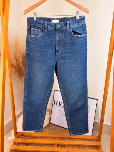 Calça jeans Mom azul escuro h&m 40