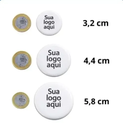 Bottons personalizados tamanho P, M e G