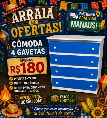 Cômoda 4 gavetas pronta entrega ?