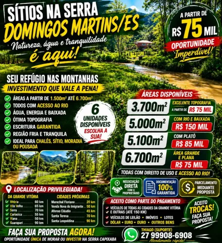 OPORTUNIDADE NAS MONTANHAS DE DOMINGOS MARTINS, CHALÉS E AIRBNB<br>POUSADA<br>SÍTIO DE LAZER