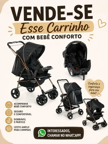 Carrinho de bebê galzerano com o bebê conforto