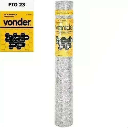 Tela para Galinheiro metálica hexagonal malha 2", 23 BWG x 1,8 m, com 50m Vonder