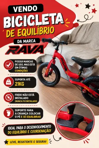 Bicicleta Equilíbrio Rava Infantil