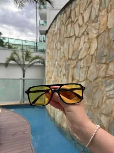 Óculos de Sol Estiloso Lente Amarela Aviador 