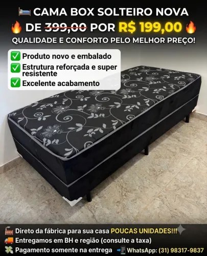 CAMA BOX DE SOLTEIRO PREÇO DE FABRICA