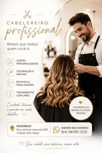 Precisamos de cabelereiro e auxiliar de cabelereiro.