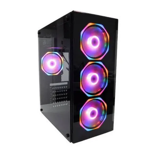 Gabinete Gamer c/4 Fans Lateral e Frente em Vidro Temperado