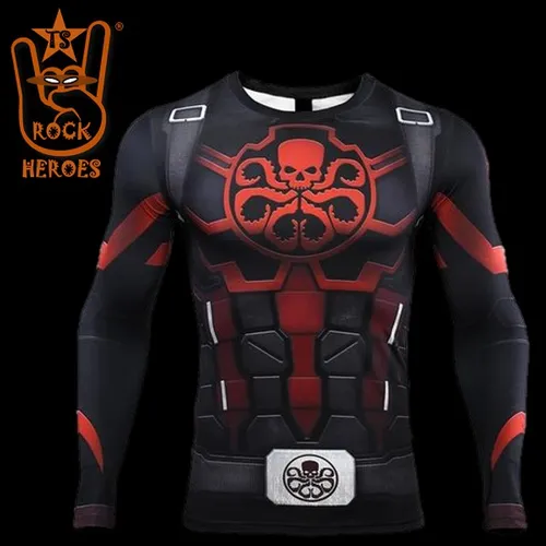 Camisa de Compressão Capitão Hydra Manga Longa Rashguard Elastano
