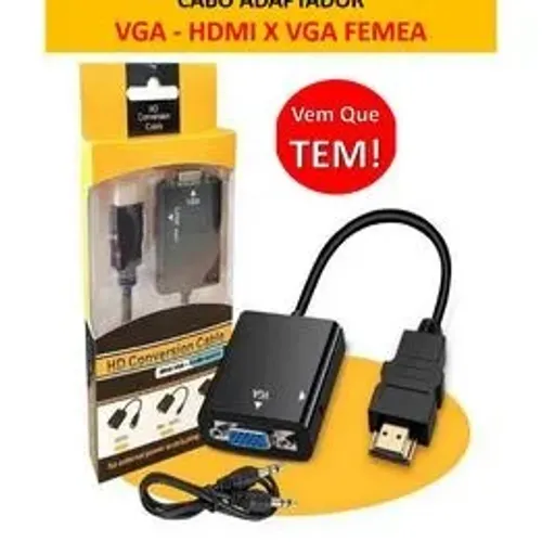 Cabo Conversor Adaptador Hdmi Para Vga Com Saída P2 Áudio