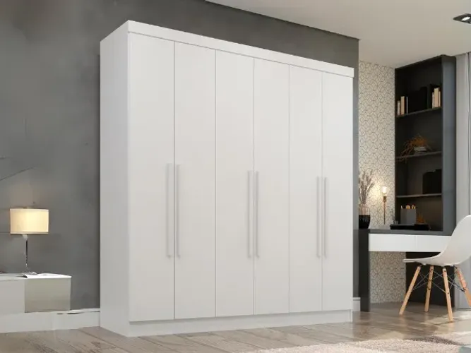 Guarda-Roupa Recife 6 Portas e 2 Gavetas Branco Até 12x - Frete Grátis