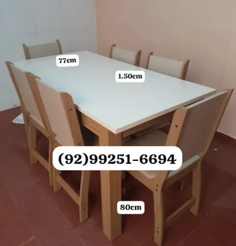 mesa de jantar 6 lugares of white
