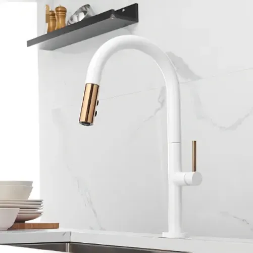 Torneira Cozinha Monocomando Branca Alto Padrão Luxo Acabamento Branco Cor Branco