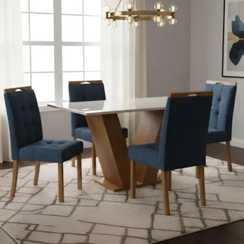 Mesa de Jantar  Classic 1,20 com 4 Cadeiras_CEL MÓVEIS