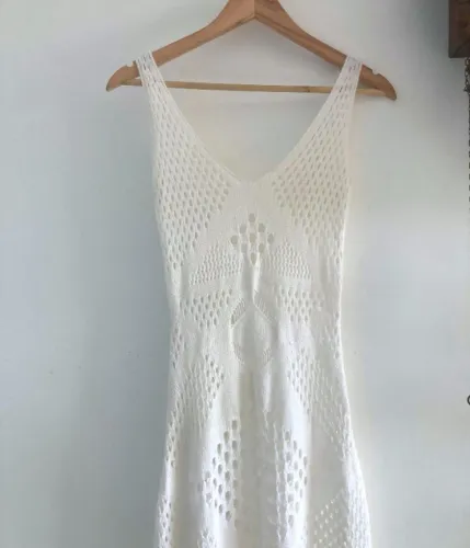 Vestido longo de crochê
