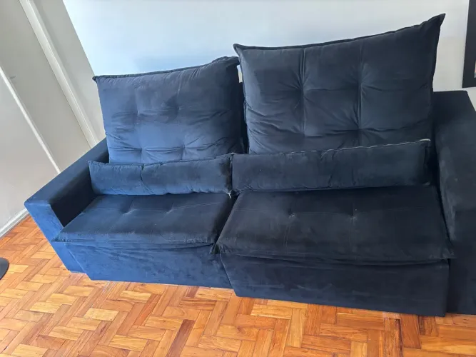 SOFÁ 2,40m RETR E RECL VELUDO PRETO