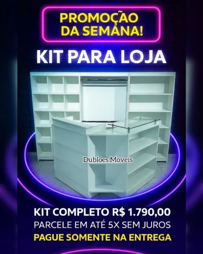 Prateleiras + balcão kit completo para lojas promoção 