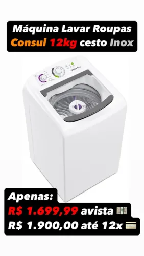 Máquina de Lavar Roupas Consul 12kg Cesto Inox