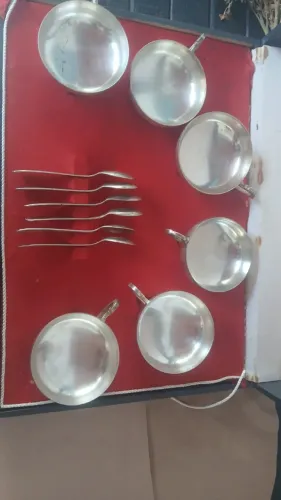 Antigo Conjunto Sorvete Prata 90 Na Caixa