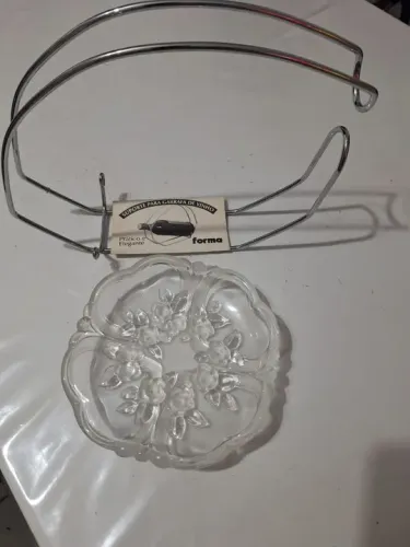 Suporte para garrafa de vinho e petisqueira de cristal