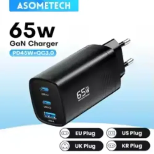 CARREGADOR ASOMETECH 65W 3 EM 1 + CABO 100W 