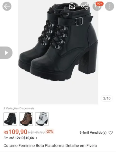 Coturno Feminino Bota 36