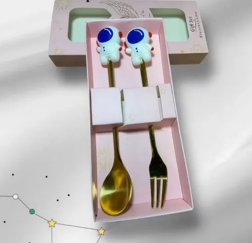 Kit de talheres para sobremesa em aço inoxidável dourado 