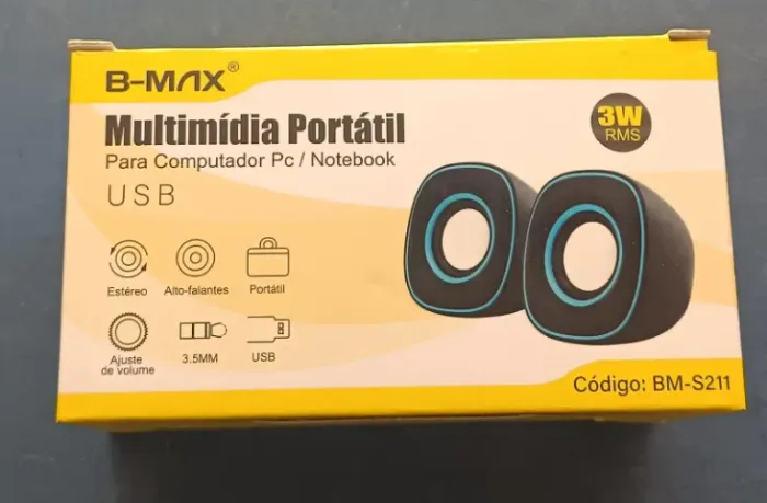 CAIXA DE SOM MULTIMÍDIA PORTÁTIL B-MAX PC/NOTEBOOK