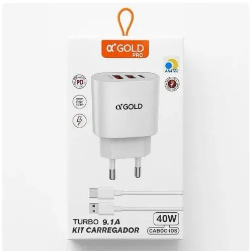 Carregador Turbo 40W Gold Pro - Kit Completo
