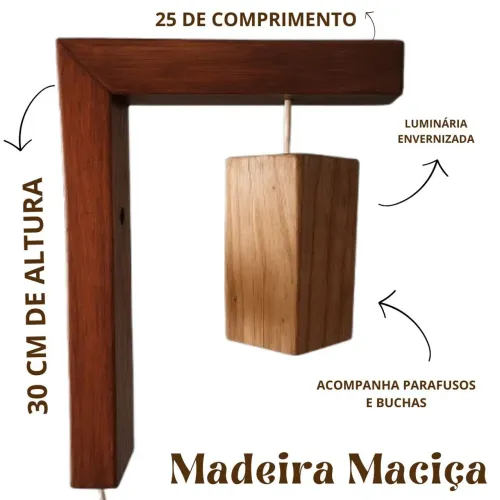 Par de Luminárias de Madeira Maciça - Design Moderno
