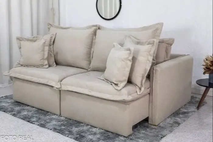 Sofá Cama Retrátil Linho 2,20m Novo fazemos entrega