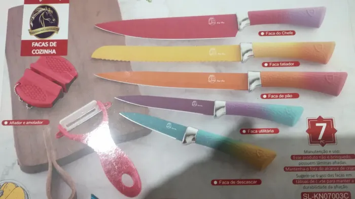 Jogo de Facas Coloridas para Cozinha - 7 Peças