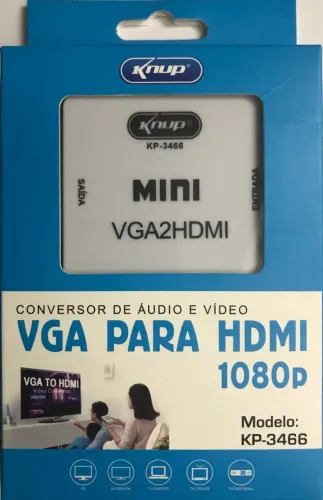 Conversor De Áudio E Vídeo Vga Para Hdmi 1080p Kp-3466 Knup
