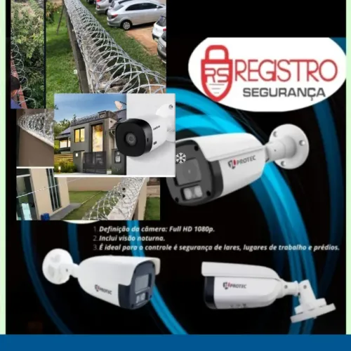 Câmera de segurança, cerca elétrica, alarme