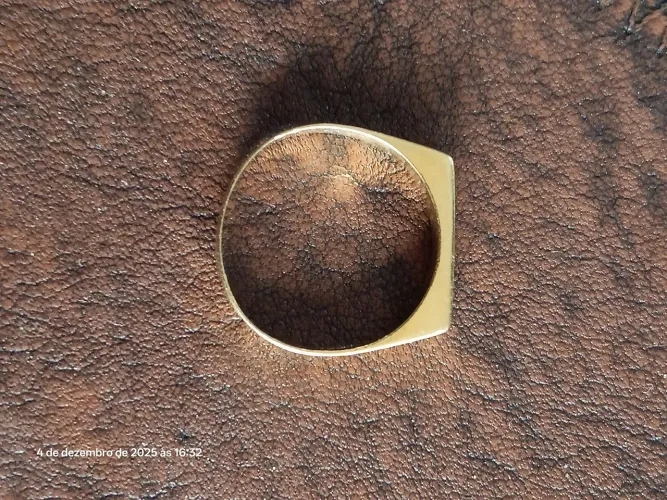 Anel Ouro 750 18k Chapa Liso Amor de Mae 1.5 gramas Tam.15