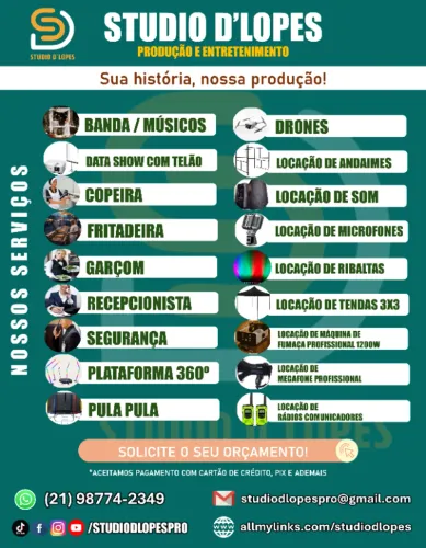 Locação / Serviços para eventos - STUDIO D'LOPES 