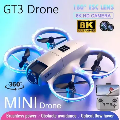 Mini Drone GT3 com Câmera 8K e Recursos Avançados