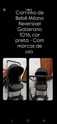 Carrinho Bebê Milano Reversível Galzerano 1016, cor preta - Com marcas de uso