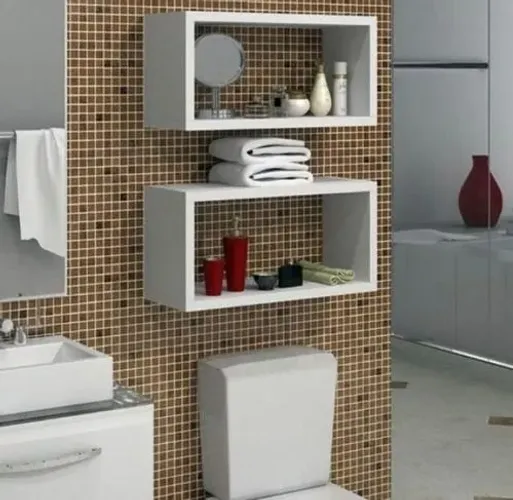 Kit 2 Nichos Retangular Para Banheiro 100% Mdf 40x30x12