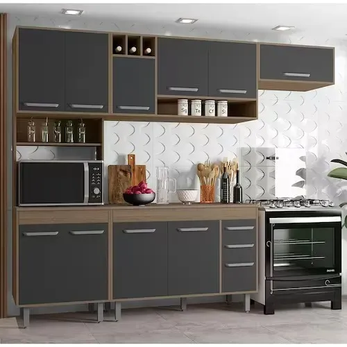 Sua Cozinha Completa e Moderna: Poliman Barcelona 258cm com Nicho, Balcão e Montagem Gráti