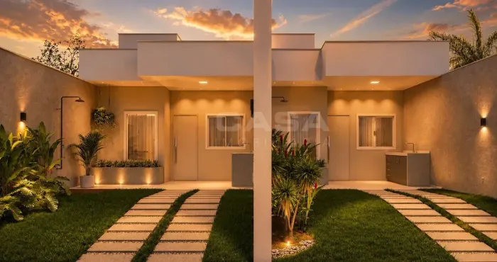 Casa linear com 2 quartos, 1 suíte, 1 vaga moderna em Campinho da Serra | lançamento