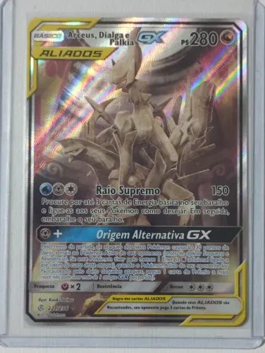 Carta Pokémon-Arceus,Dialga e Palkia GX (221/236)