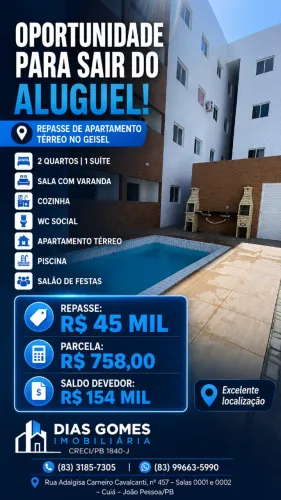 Repasse Apartamento Térreo no Geisel - 2 quartos sendo 1 suite- Com área de Lazer